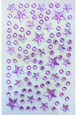 Giraffe PK Sticker Mor Yıldız Taş Sticker Yapışkanlı Saç, Yüz, Tırnak Ve Süs Taşı Yılbaşı Dekor Işıltılı Parlak