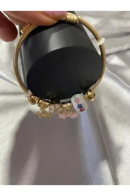 Tasarım Genel Marka Çelik Gold Charmlı Bileklik