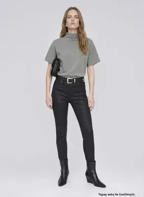 Network 1100695 Siyah Kadın Desenli Skinny Fit Pantolon