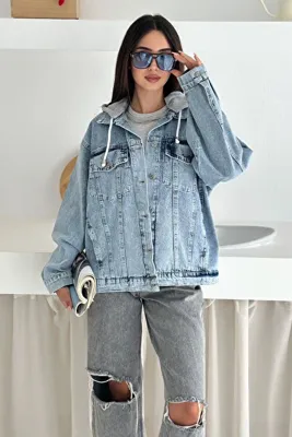 Noa&Noa Kadın Oversize Kapüşonlu Cepli Gömlek Ceket – Katmanlı & Rahat Stil