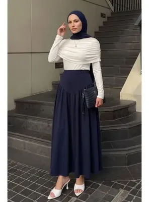 Salih Çelebi Korsaj Detaylı Etek 202707 - LACİVERT