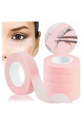 alaraycosmetics 5 Rulo Pembe Kirpik Uzatma Bandı, Gözenekli Nefes Alabilir Doku,hassas Gözler Için 5x9mt