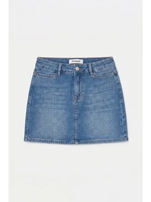 It's Basic Kadın Mavi 2s6-4 Straight Mini Esnek Kumaş Denim Etek