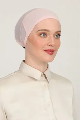 Melodi Scarf Kadın Tesettür Parisien Tüllü Climafit Likralı Nefes Alan Parizyen Dikişsiz Bone Pudra