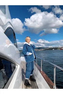 Genel Markalar Kadın Açık Mavi Vintage Cep Detaylı Oversize Kot Ceket