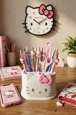 Hello Kitty 4 Gözlü Kalemlik Makyaj Fırçası Organizeri 12 cm.