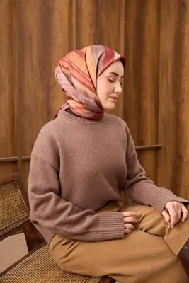 Silk Home Twill İpek Eşarp Terra Waves Kırmızı