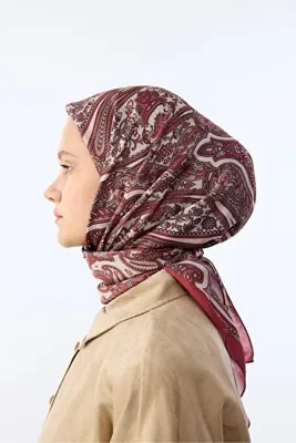 MİRSOY SCARF Etnik Desen Eşarp Zümra Desen-bordo