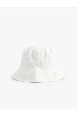 Koton Pamuklu Brodeli Bucket Şapka