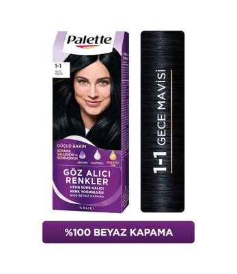 Palette Kalıcı Doğal Renkler Saç Boyası 1-1 Gece Mavisi