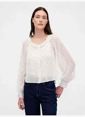 GAP Sheer Button-Front Transparan Gömlek 
