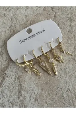 Bubbleatelier Çelik 6'lı Set Galisya Küpe