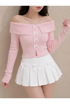 İsra Ayyıldız Moonstar Collection Coquette Lolita Madonna Yaka Fiyonk Detaylı Tam Boy Bluz