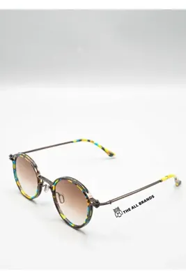 Eyemood Unisex Yuvarlak Güneş Gözlüğü Desenli Çerçeve Kahverengi Degrade Cam UV Korumalı Nebbi C2