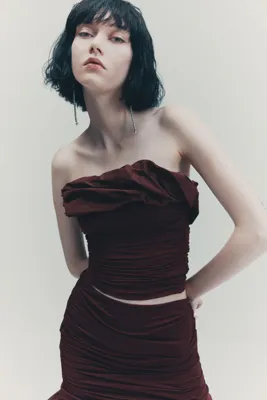 H&M Drapeli Straplez Üst