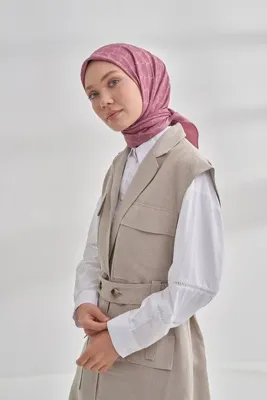 ARMANDA COTTON MONOGRAM ZİNCİR DESEN EŞARP - GÜL KURUSU