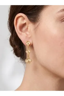 AURRARİ Gold Sallantılı 3 Yonca Küpe