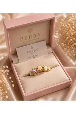 perry accessories Rosabelle ring çiçekli güllü özel tasarım yüzük winx serisi özel üretim 14 k yüzük ayarlanabilr