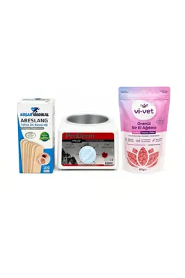 Profesyonel Ağda Seti | ProDerm Ağda Isıtıcı, Pudralı Granül Sir Ağda 250g, Spatula 100 Adet | Ev & Salon Kullanımı