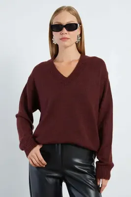 Fulla Moda Basic V Yaka Salaş Kazak