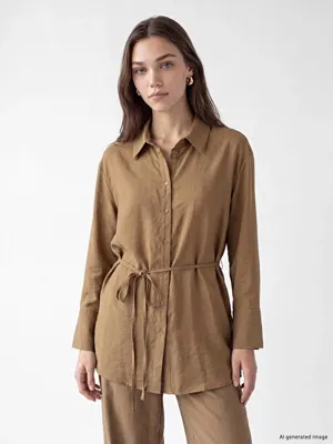 LCW Modest Modal Karışımlı Bağlamalı Kadın Gömlek Tunik