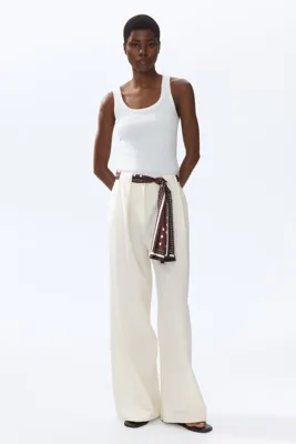 H&M Keten Karışımlı ve Şal Detaylı Pantolon
