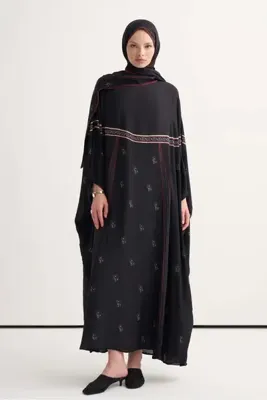 carell Signa Floş Kaftan Siyah