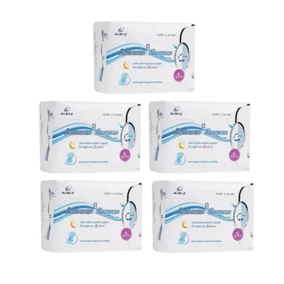 Tiens Airiz 8Li Gece 3 Paket + 10Lu Gündüz 2 Paket Hijyenik Kadın Pedi Seti (5 Paket 44 Adet)