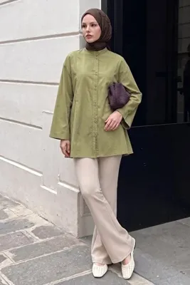 InStyle Ispanyol Paça Scuba Pantolon - Taş