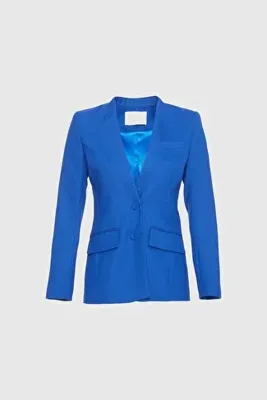Gizia Yakası Dikiş Detaylı Blazer Klasik Lacivert Ceket