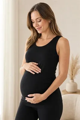 MS HAMİLE İÇ GİYİM HAMİLE ATLET KALIN ASKILI HG0039 SİYAH