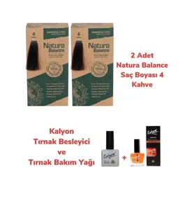 Natura Balance SAÇ BOYASI 4 KAHVE 2 ADET + KALYON TIRNAK BESLEYİCİ VE BAKIM YAĞI