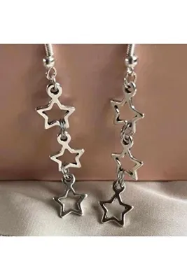 oldskoolbutik Yıldızlı Gümüş Küpe Seti