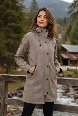 Banadamoda Koyu Bej Softshell Kapüşonlu Fermuarlı Cepli Double Face Trend Mont Parka