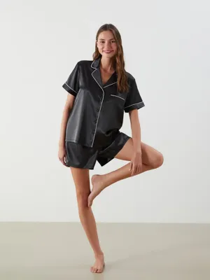 LCW DREAM Gömlek Yaka Kadın Şortlu Pijama Takımı