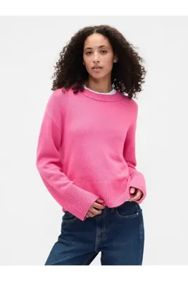 Gap Kadın Pembe CashSoft Relaxed Crewneck Kazak