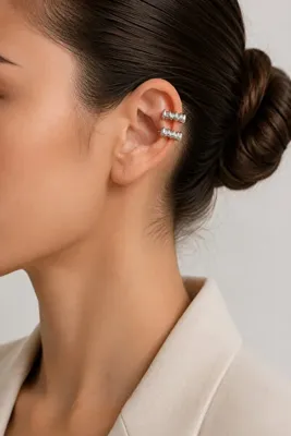 Jack Ferrero Kadın Çelik Sıkıştırmalı Kıkırdak Küpe Earcuff (Delik Gerekmez)