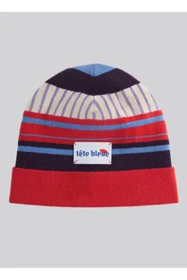 Tete Bleue Kırmızı Kadın Çizgili Bere NOE CASHMERE BLEND GRAPHIC BEANIE