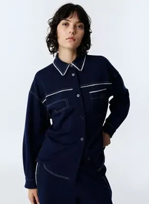Twist TW6260025161 Lacivert Kadın Oversize Gömlek