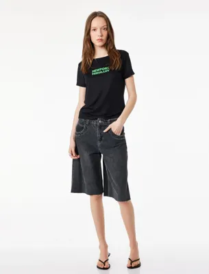 Koton Slim Fit Kısa Kollu Bisiklet Yaka Modal Karışımlı Baskılı Tişört