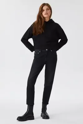 Lee Cooper Funny Yüksek Bel Normal Kesim Düz Paça Siyah Kadın Jean Pantolon