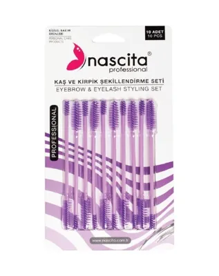 Nascita Mor Kaş ve Maskara Fırçası Seti 10'lu NASEYEFR0010