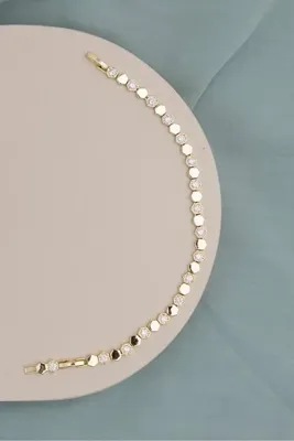 Krisen Jewelry Vip Seri Zirkon Taşlı Petek Model Bileklik ( 19cm)