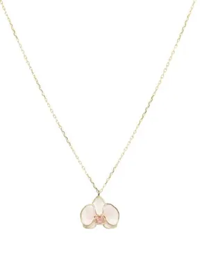 Alegoria Jewellery Orkide Beyaz Mineli 925 Ayar Gümüş Üzeri 24 Ayar Altın Kaplama Kadın Kolye