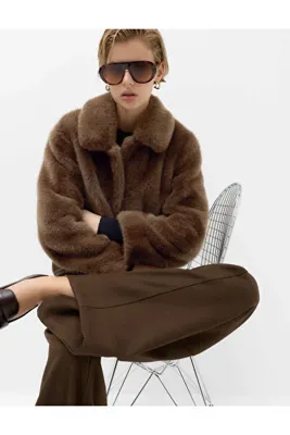 Marks & Spencer Suni Kürk Yakalı Kısa Ceket