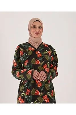 yula store AYSUN TEKSTİL Kadın Pamuklu Kumaştan Geniş Kesim Yandan Bağlamalı Namaz Elbisesi & Namazlık & Sabahlık