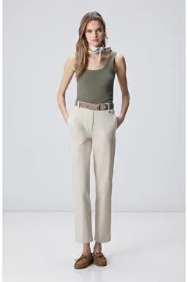Network Bej Basic Casual Pantolon