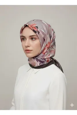 nehir eşarp Ebruli Desen Viskon Modal Eşarp 100x100 Cm