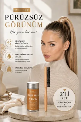 invictus design Kadın Sleek Bun Saç Modeli Sıkı Ahşap Topuz Fırça Tarak Ve Saç Wax 2'li Set