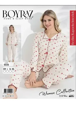 LİA Underwear İnterlok Kumaş Fiyonk Detaylı Pijama Takımı